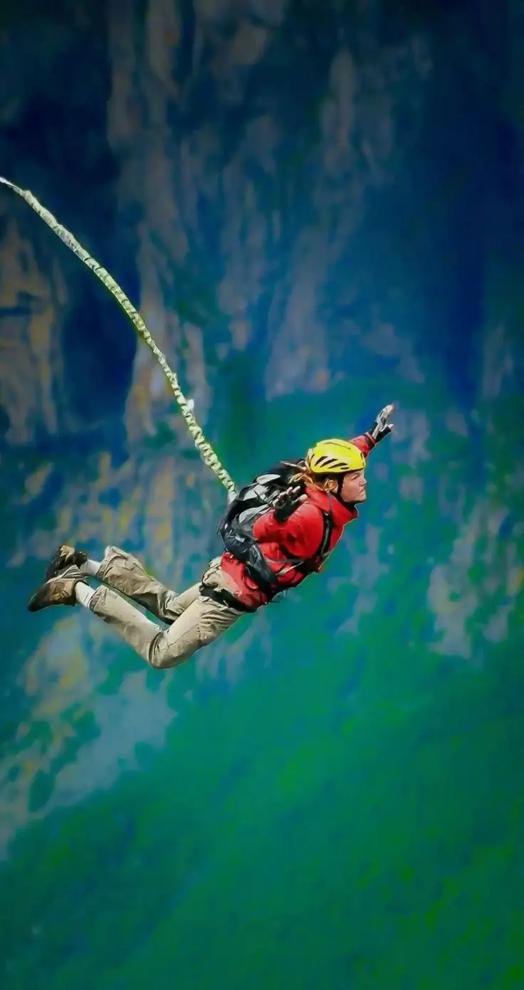 Bungee platform above the river valley