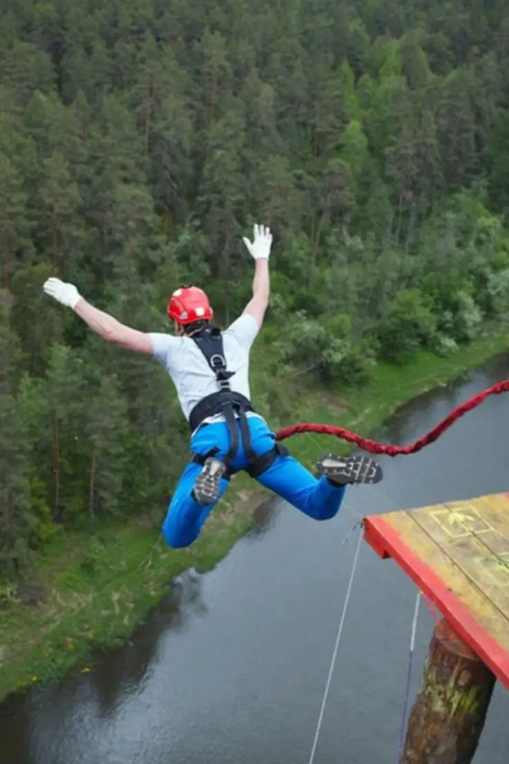 View down to the river from the bungee platform