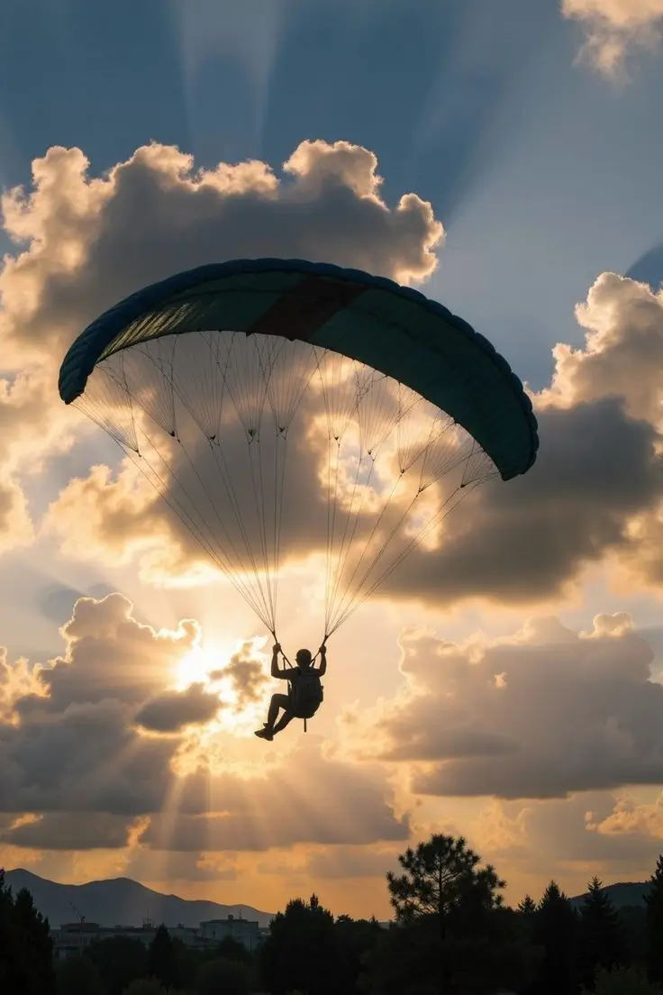 Pilot and passenger flying over the hills
