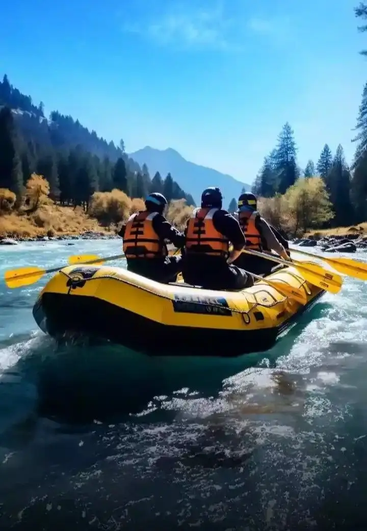 Paddlers working through white water