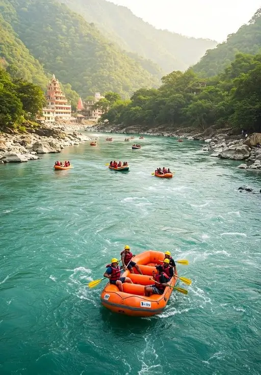 Safety kayaker alongside the raft